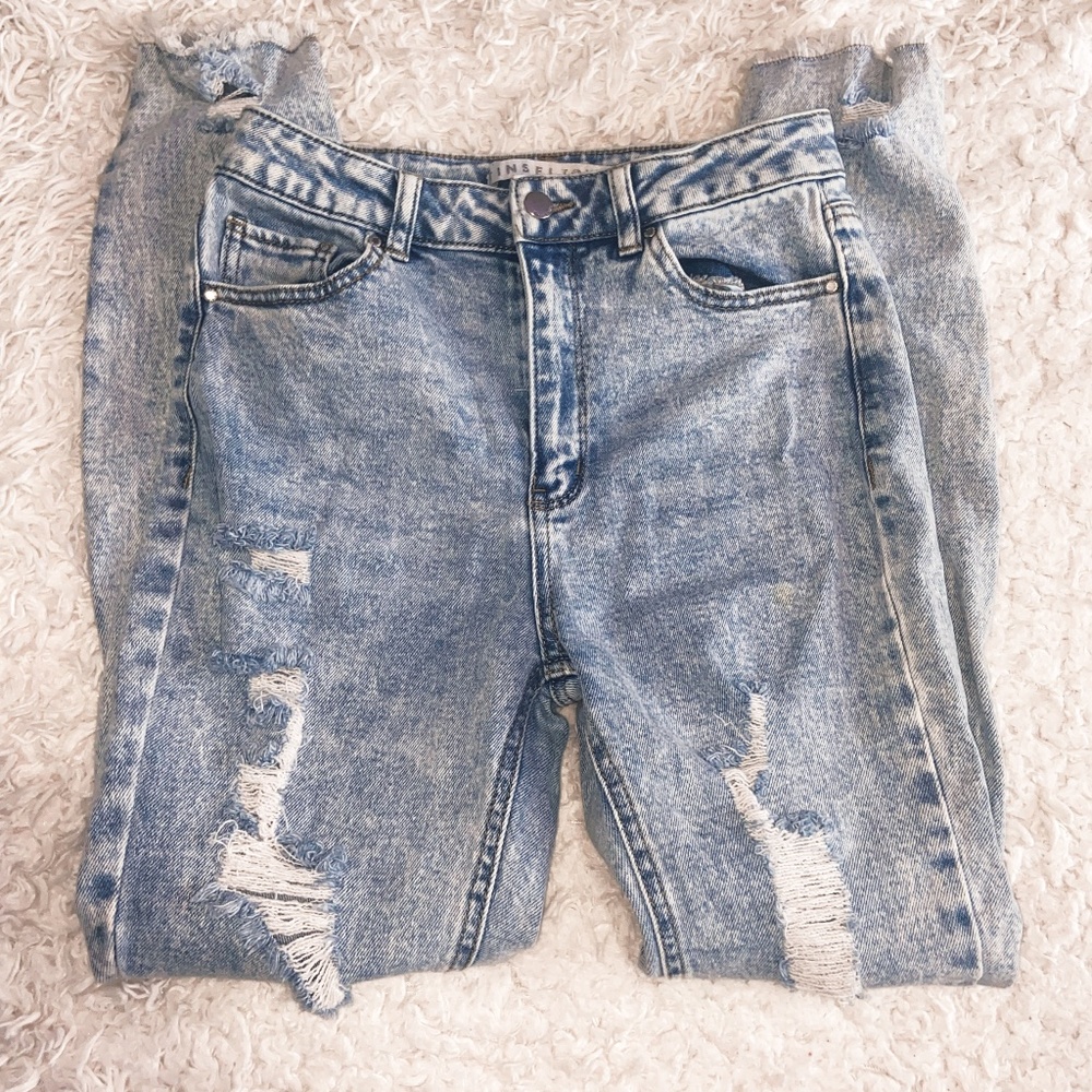 high-top ripped jeans